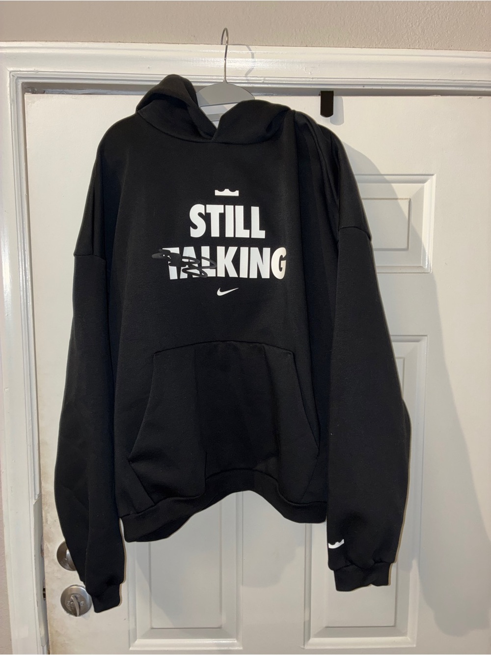 Nike Black Crewneck Hoodie with "STILL TALKING" Graphic